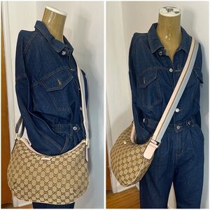 Gucci Monogram Half Moon Crossbody Bag